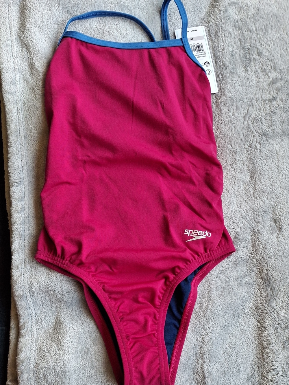 Speedo Magenta One-Piece with Blue Trim